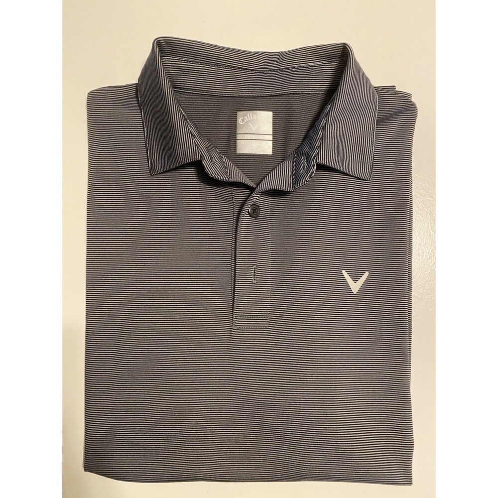 Callaway Polo Shirt Mens Medium M Short Sleeve Opti-Dri Gray & Black Casual Golf